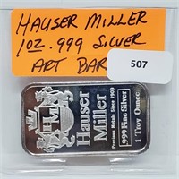 1oz .999 Silver Hauser Miller Art Bar