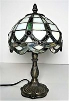 Metal Desk Lamp with Stained Glass Shade