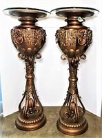 Ornate Lion Head Pedestals with Thick