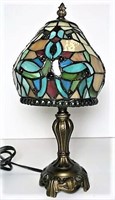 Metal Lamp with Stained Glass Shade