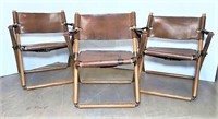 Leather Folding Chairs - Set of Three