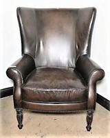 Handsome Leather Wingback Chair with