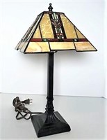 Metal Desk Lamp with Stained Glass Shade