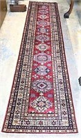 Handmade Runner Rug in Reds and Blues