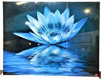 Triptych Blue Lotus Metal and Plexiglass