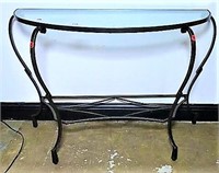 Metal Demilune Console Table with Glass