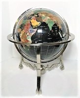 Gemstone Globe on Metal Stand