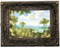 Landscape Painting in Canvas in Carved