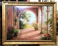 Garden View Painting on Board in Ornate