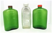 Vintage Green Glass Refrigerator Bottles
