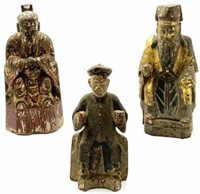 Lot of 3 Old Chinese Wood Carvings of Men.