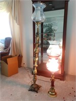 Brass Table & Floor Lamp with Globes