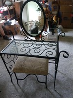 Wrought Iron Vanity and Stool