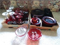 Large Variety of Red Goblets, Plates, & More