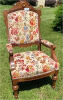 Tapestry Seat Walnut Parlor Chair