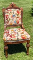 Tapestry Seat Walnut Parlor Chair