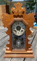 Ansonia Oak Kitchen Clock w/ Key