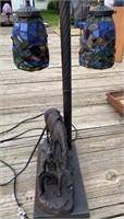 Western Bronze Leaded Stained Glass Lamp