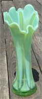 11 1/2" Green Opalescent Vase