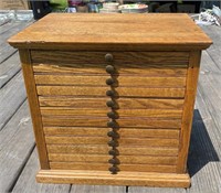 15"  12 Drawer Oak Cabinet