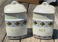 2 Czech Canister Jars Rice & Barley