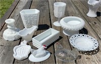 Milk Glass & Covered Animal Dishes
