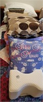 Throw pillows, 2 bed pillows with embroidered