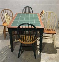 Vintage Dining Table w 6 Chairs W10B