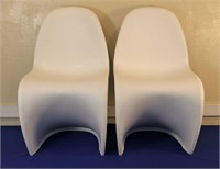 (2) White Molded Plastic Chairs