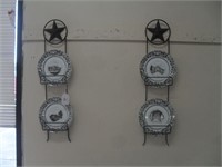 2 IRON WALL PLATE RACKS WITH COLLECTIBLE PLATES