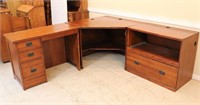 3-Section Oak Veneer Computer Desk