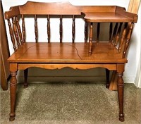 Wood Telephone Bench in Colonial Style