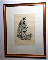 Pencil Signed Print of Woman