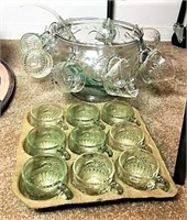 Molded Glass Punch Bowl Set