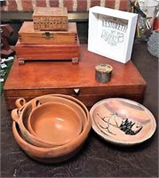 Carved Wood Boxes and Decorative Bowls