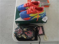 PUMA TENNIS SHOES (SIZE 5), PURSE & WALLET