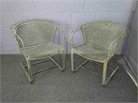 2x The Bid Shabby Verdigris Metal Outdoor Chairs