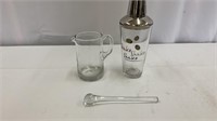 Mixing Glass + Muddler + Glass Cocktail Shaker