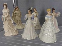 6x The Bid Lenox Porcelain Lady Figures