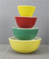 4 Vtg Pyrex Nesting Mixing Bowls - Primary Colors