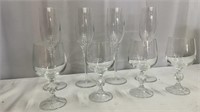 8 Crystal Glasses (4 Wine + 4 Flutes)