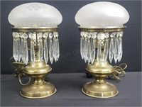 2x The Bid Vintage Brass And Glass Lamps