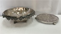 Silver Footed Plate and Footed Bowl