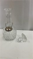 Glass Decanter w Silver Rum Marker (Birks?)