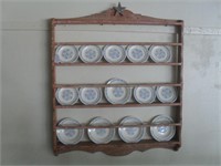 PINE PLATE RACK WITH COLLECTIBLE PLATES