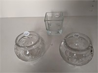 2 Pots en Cristal et un en verre