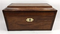 Antique English Wood Inlaid Tea Caddy