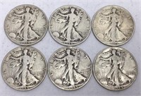 6 - 1944-D Walking Liberty Half Dollar Coins