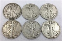 6 - 1944-S Walking Liberty Half Dollar Coins