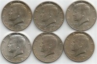 (6) Kennedy Half Dollars